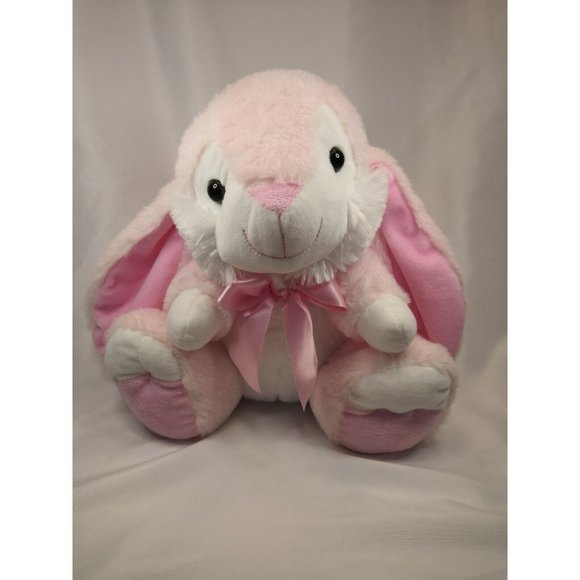 Kellytoy Pink Easter Bunny Rabbit Bee Happy Floppy Ears 10" tall Stuffed Animal - Picture 1 of 8